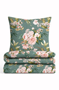 Castell Thermo-Fleece Bettwäsche Blüten – Petrol (0360463)