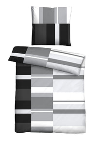Castell Polycotton Renforce Bettwäsche Streifen – Schwarz (0460125)