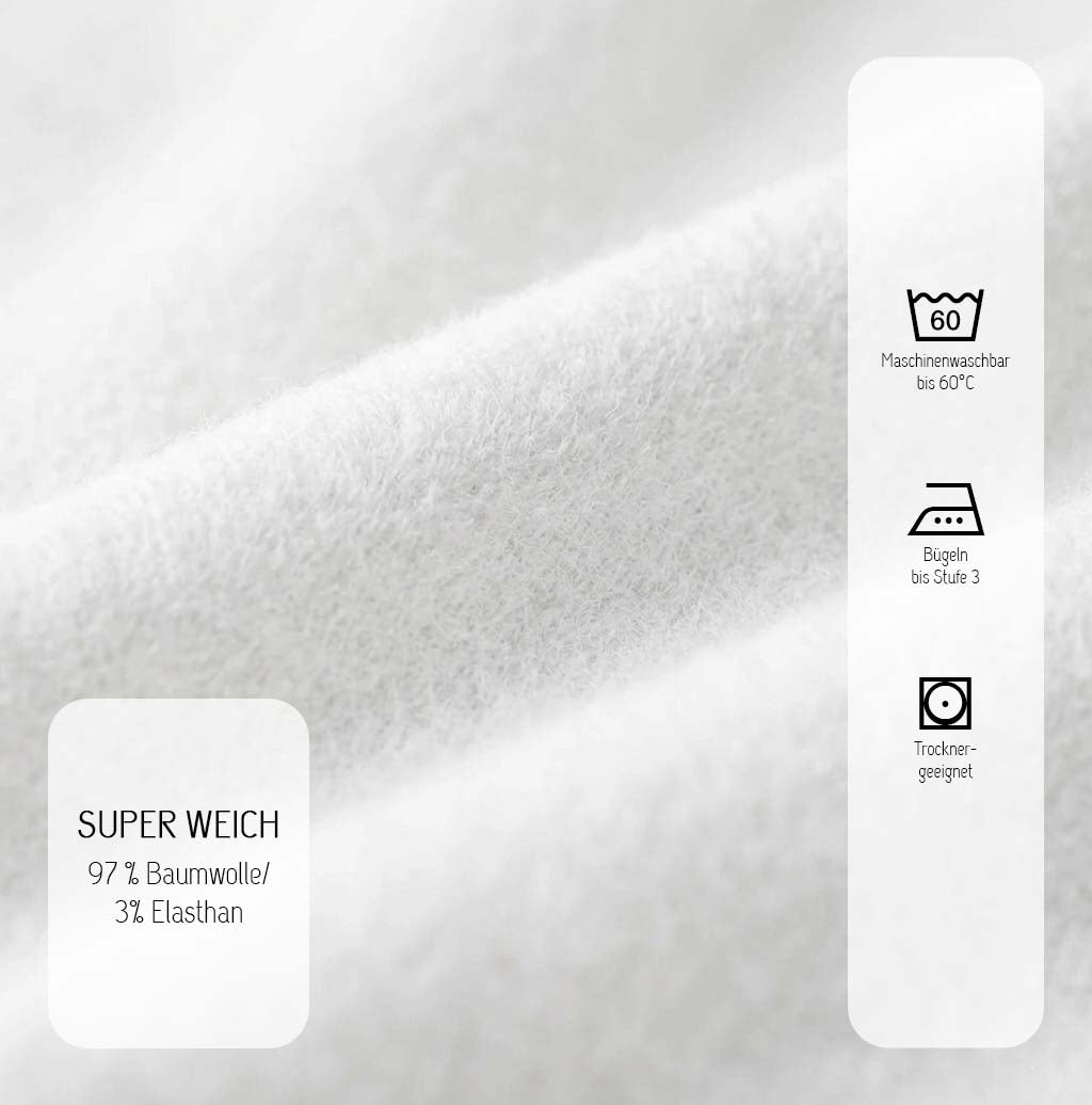 biberna Feinbiber-Stretch Spannbetttuch – Materialdetail Weiss