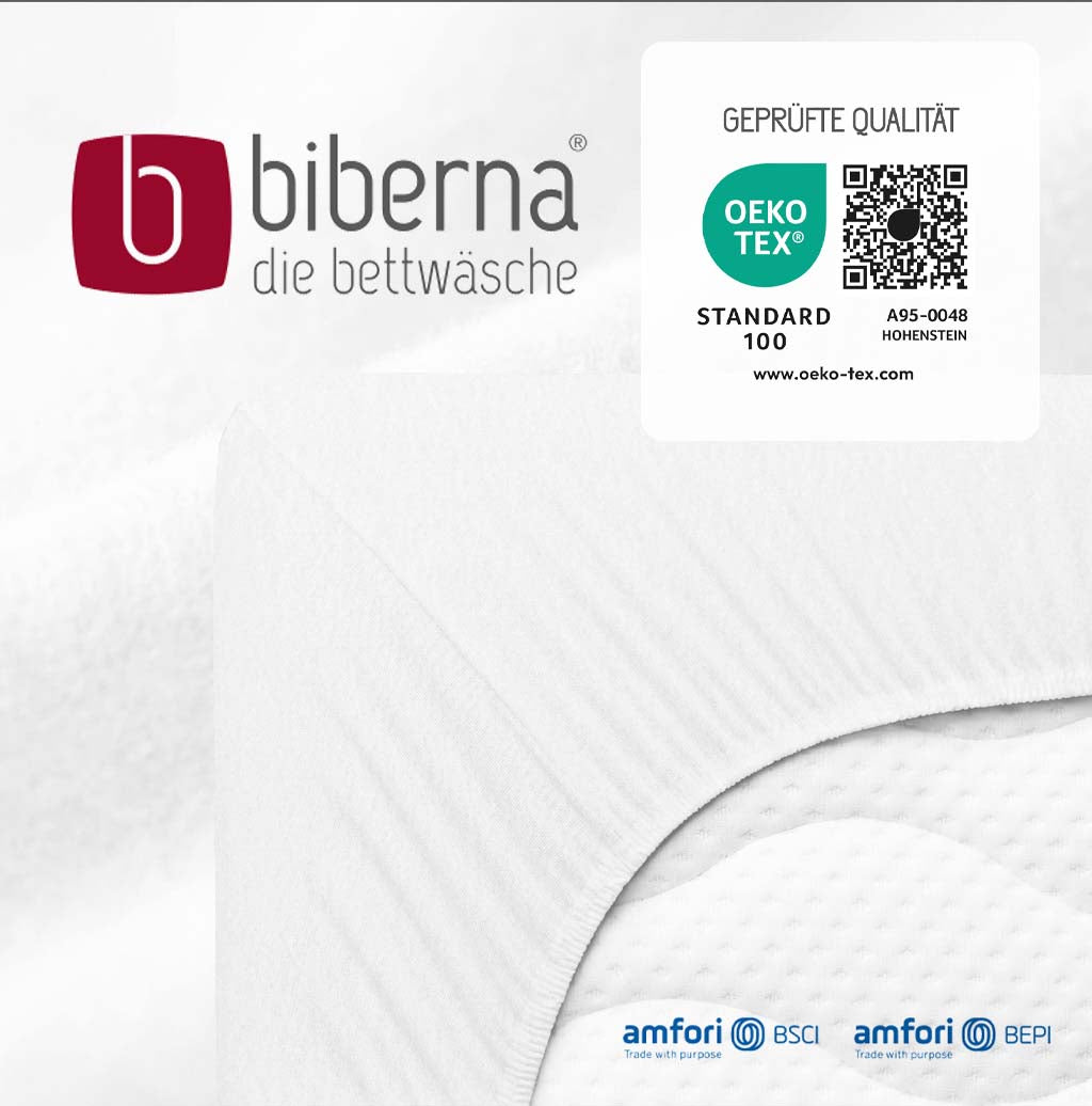 biberna Feinbiber-Stretch Spannbetttuch – geprüfte Qualität, OEKO-TEX Standard 100