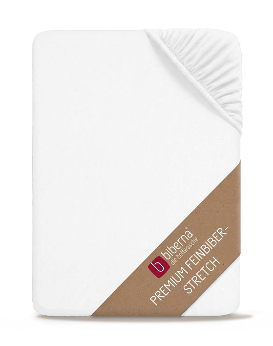 biberna Feinbiber-Stretch Spannbetttuch – Weiss