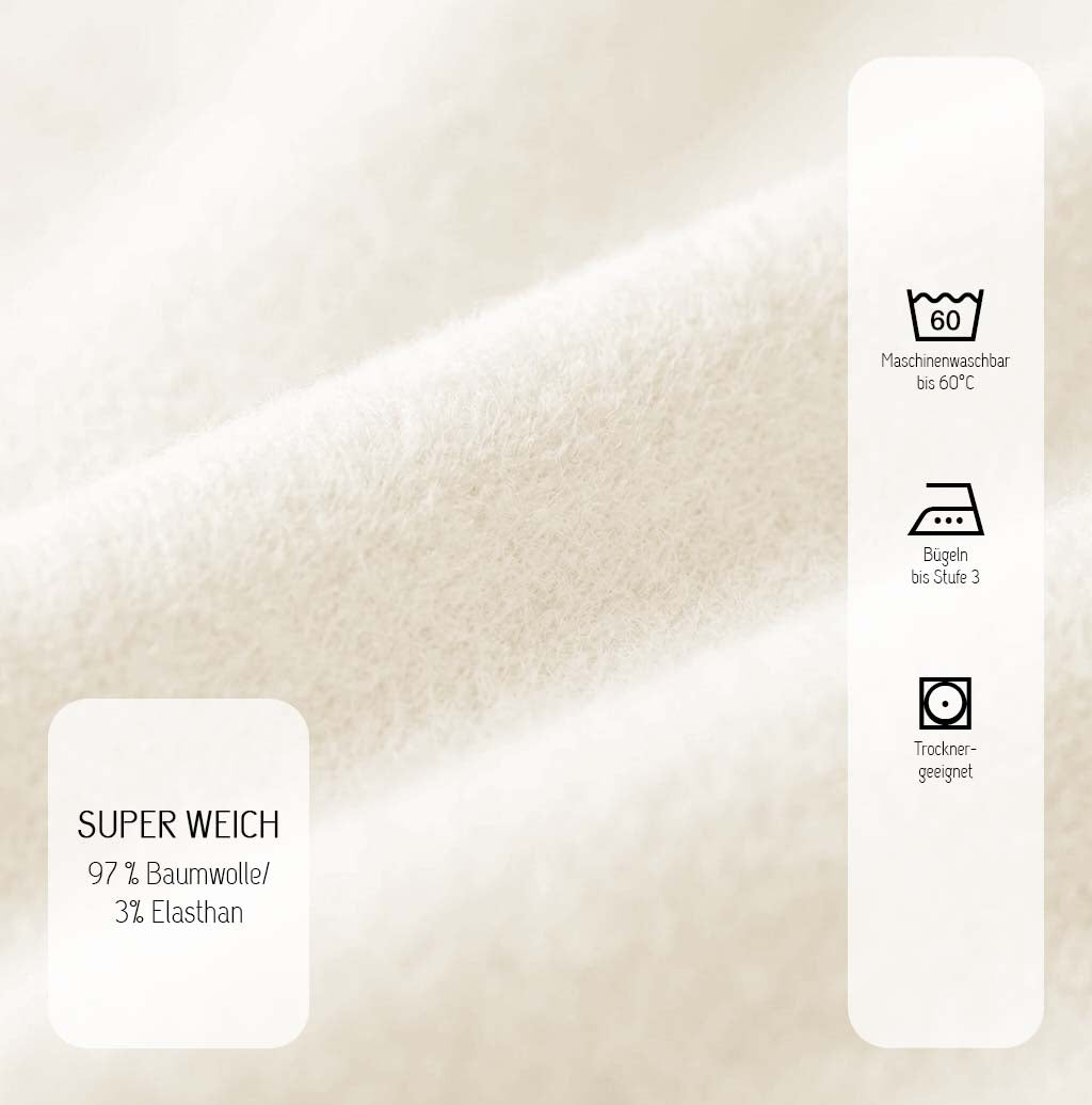 biberna Feinbiber-Stretch Spannbetttuch – Materialdetail Natur