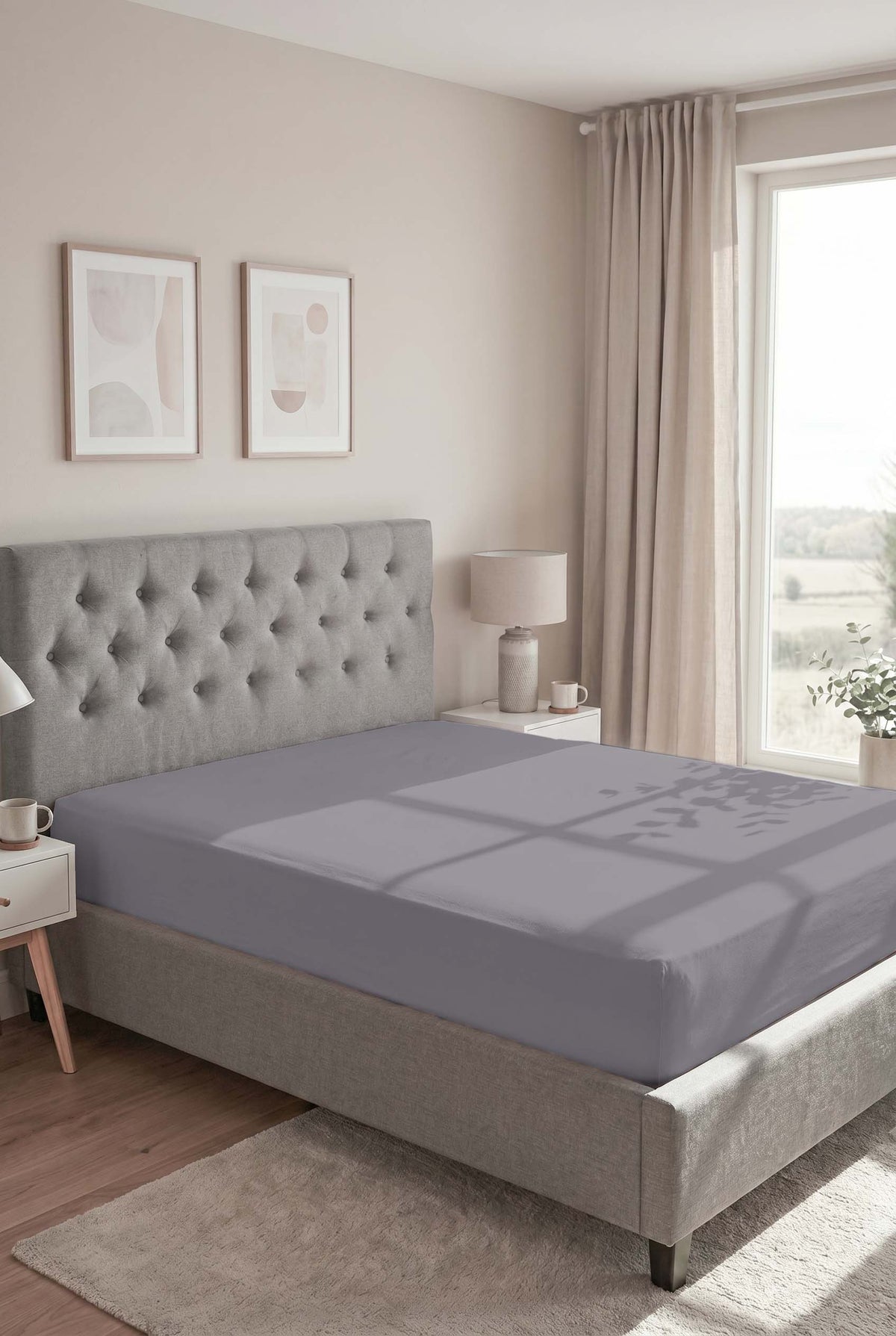 biberna Feinbiber Spannbetttuch – Silber/Grau im Schlafzimmer