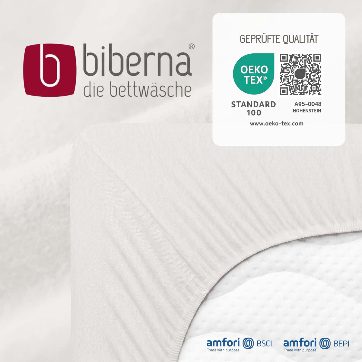 biberna Feinbiber Spannbetttuch – geprüfte Qualität, OEKO-TEX Standard 100