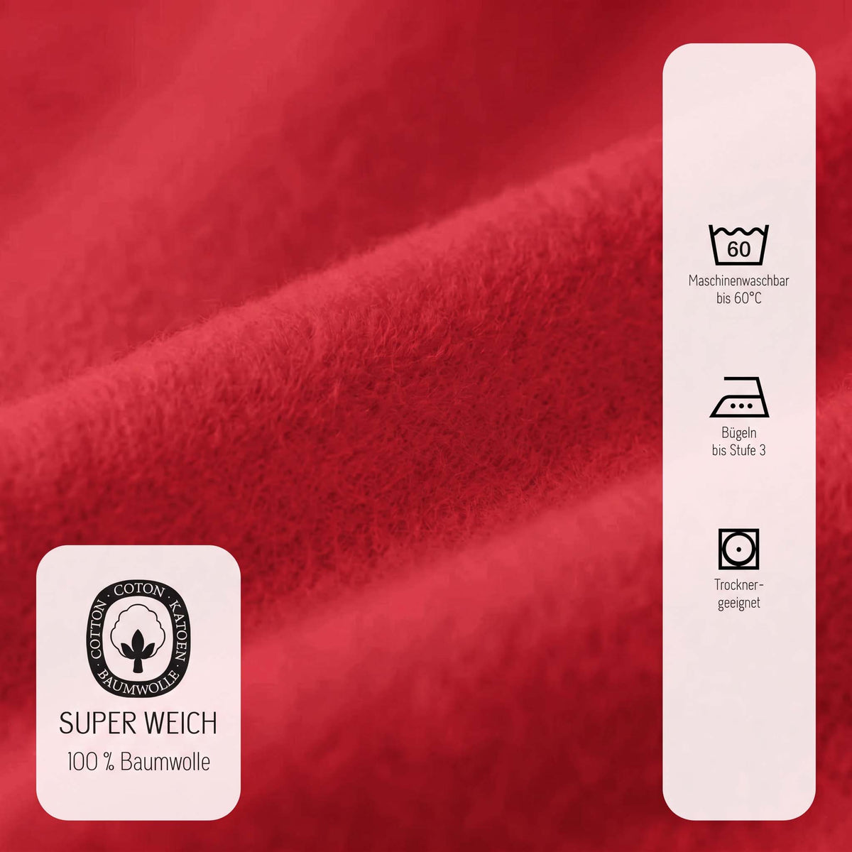 biberna Feinbiber Spannbetttuch – Materialdetail Rot