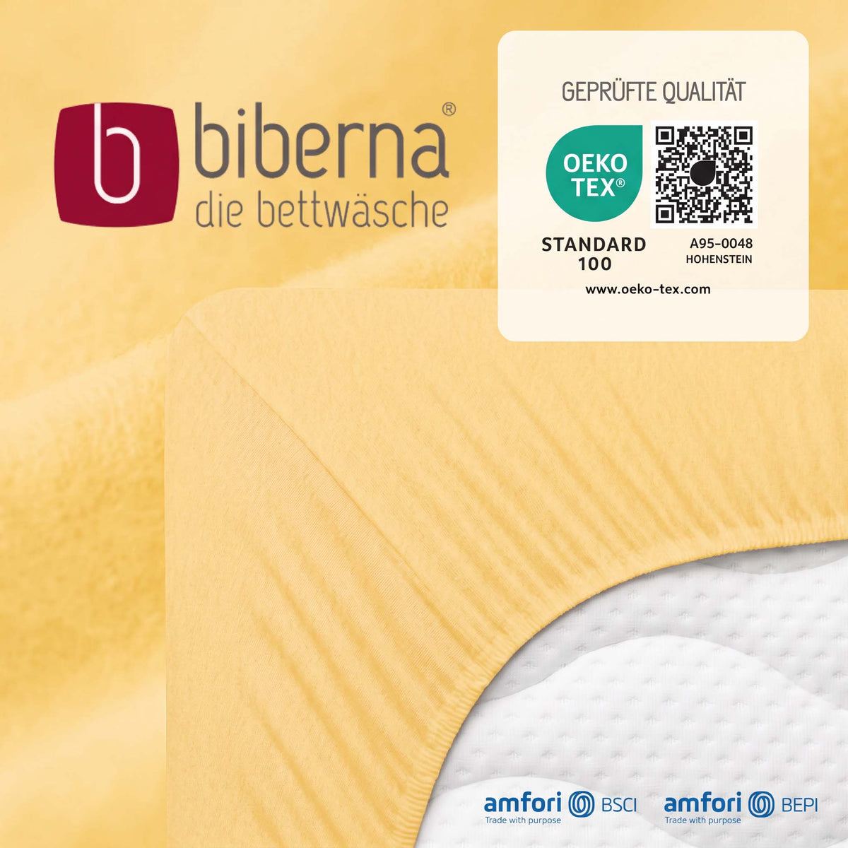 biberna Feinbiber Spannbetttuch – geprüfte Qualität, OEKO-TEX Standard 100