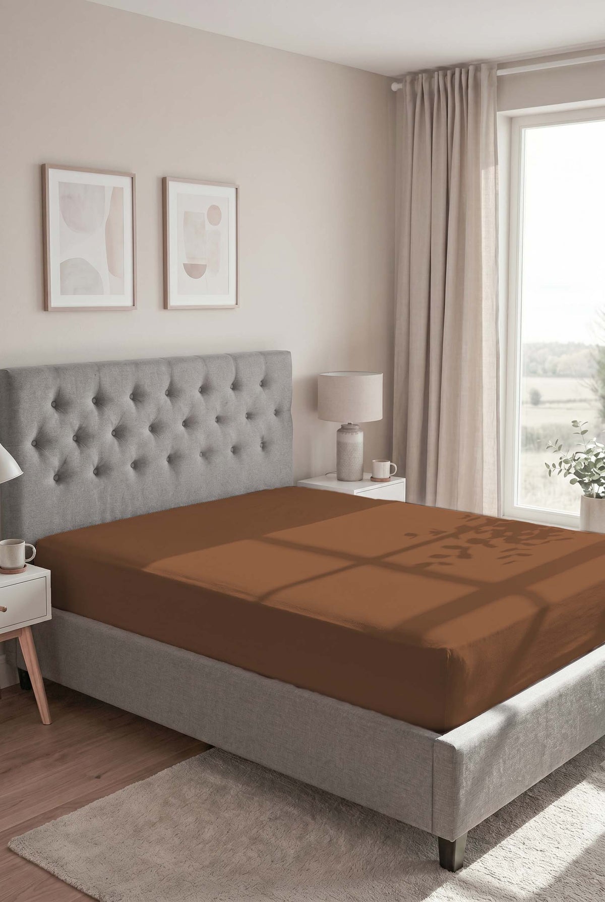 biberna Feinbiber Spannbetttuch – Chocolate im Schlafzimmer