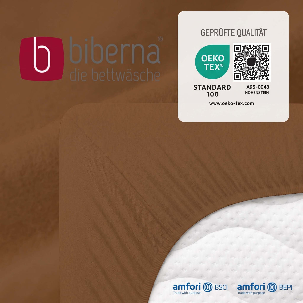 biberna Feinbiber Spannbetttuch – geprüfte Qualität, OEKO-TEX Standard 100