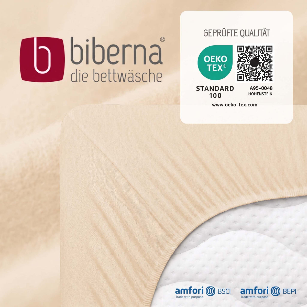 biberna Feinbiber Spannbetttuch – geprüfte Qualität, OEKO-TEX Standard 100