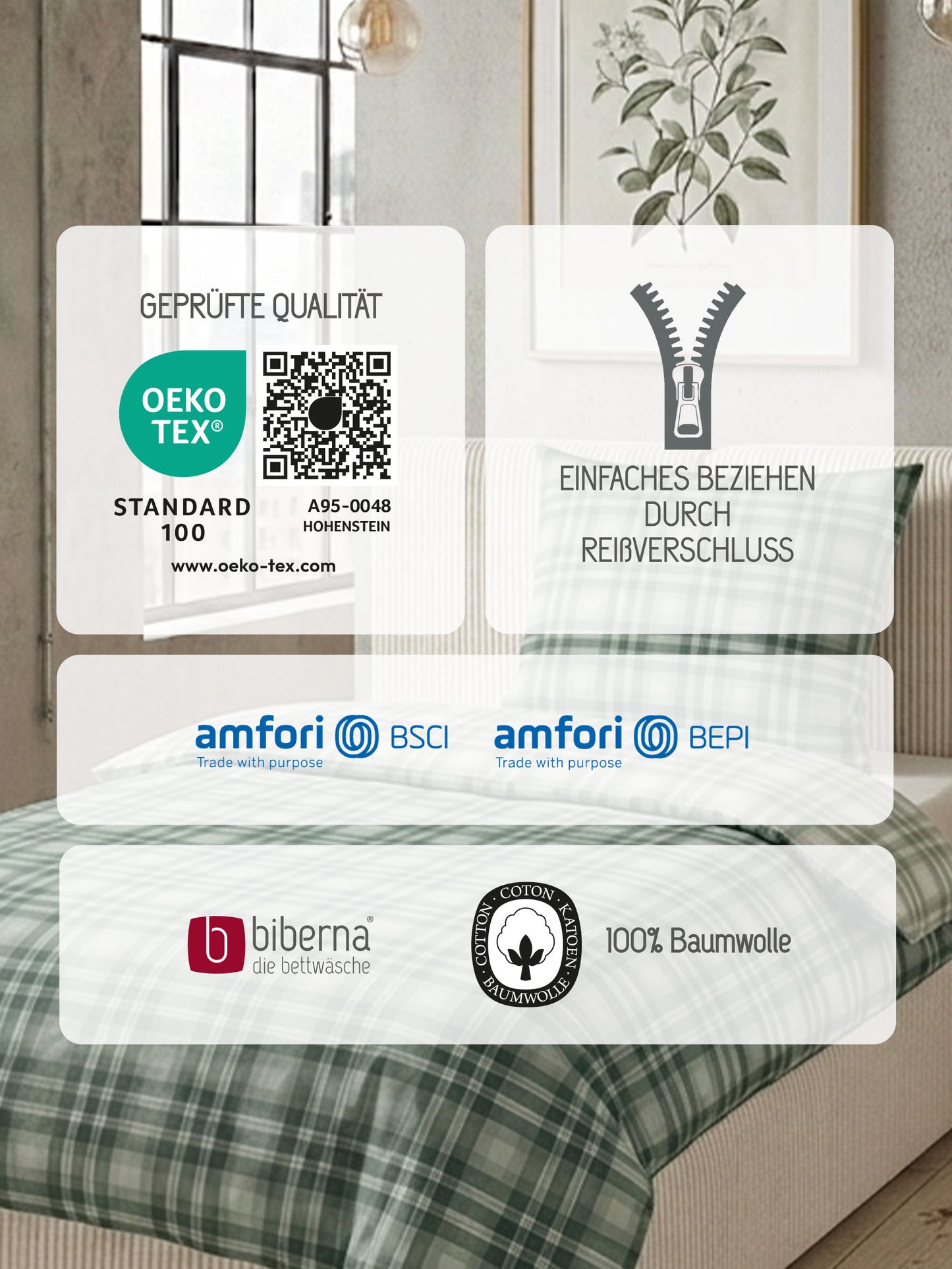 biberna Feinbiber Bettwäsche Salbei – Produktdetail