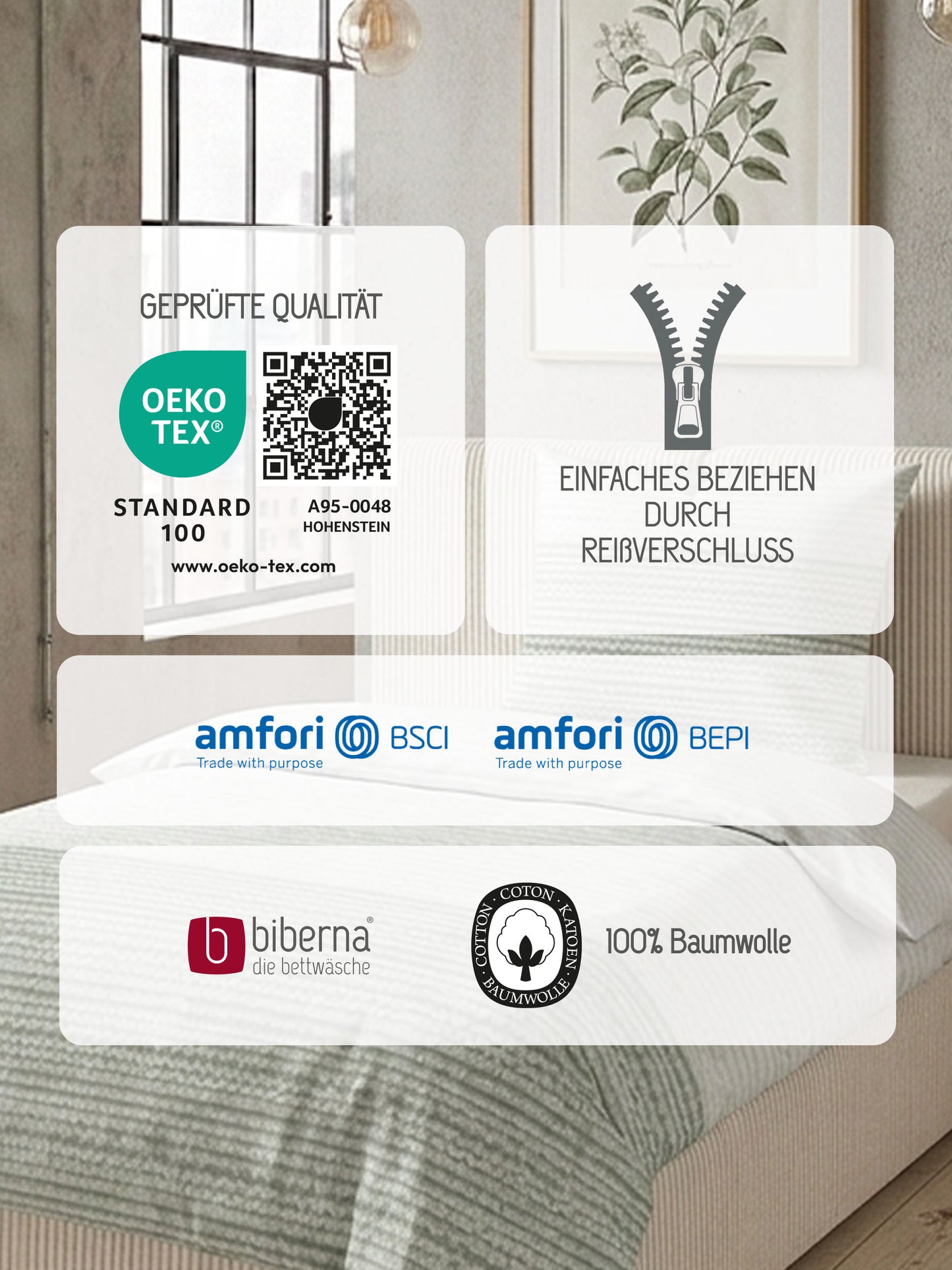 biberna Feinbiber Bettwäsche Salbei – Produktdetail
