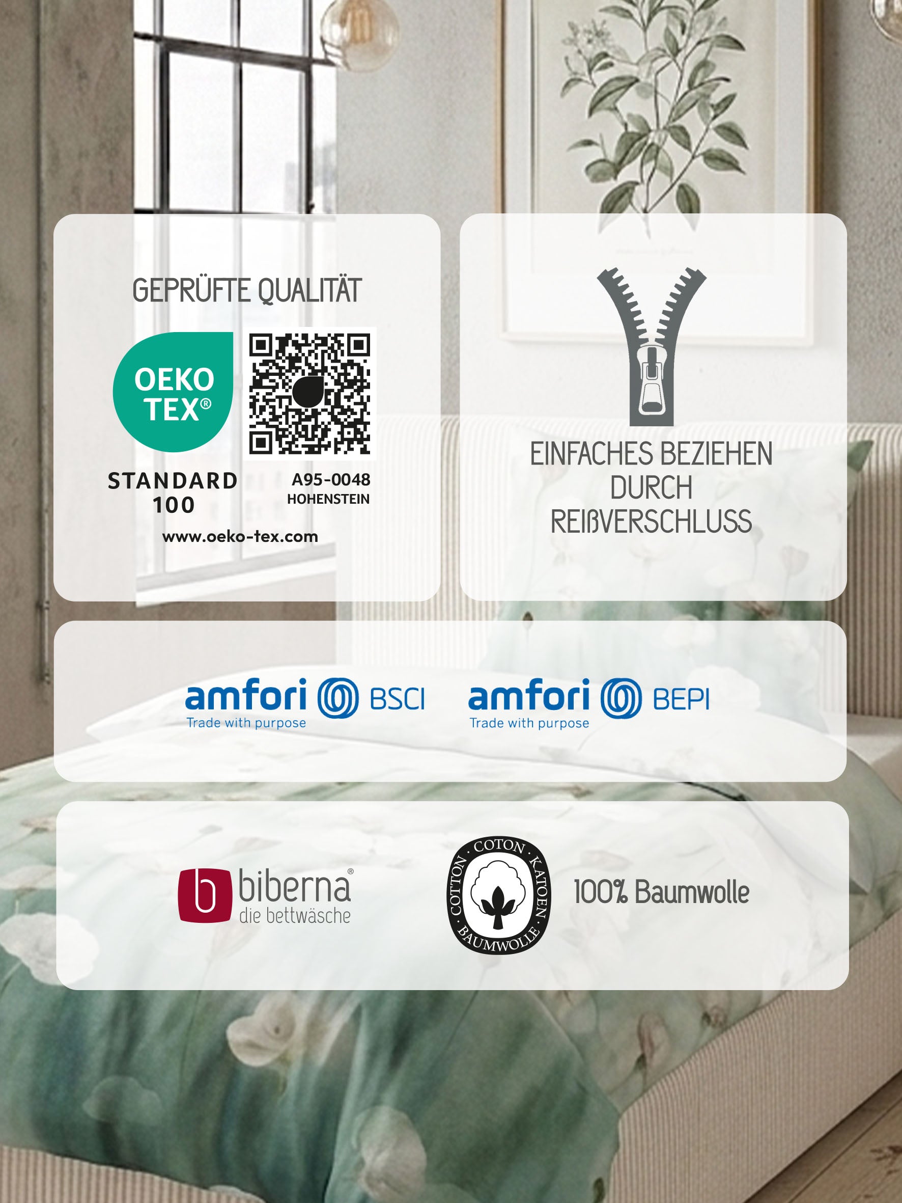 biberna Feinbiber Bettwäsche Salbei – Produktdetail