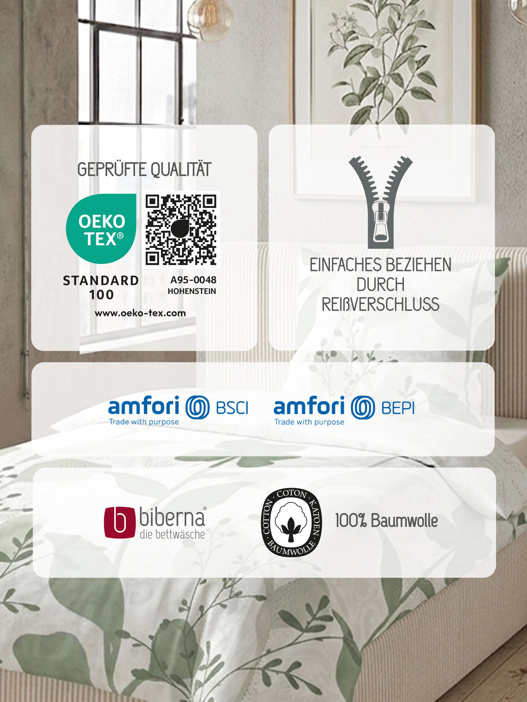 biberna Feinbiber Bettwäsche Salbei – Produktdetail