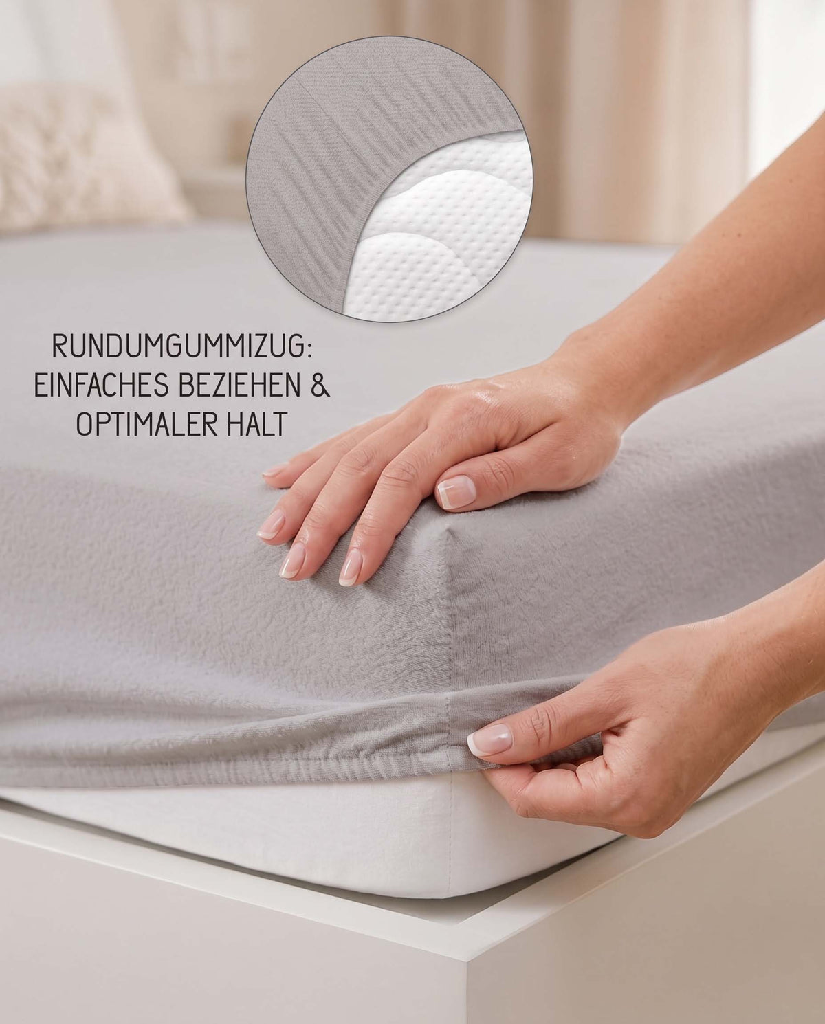 biberna Frottee-Stretch Spannbetttuch – Rundumgummizug für optimalen Halt