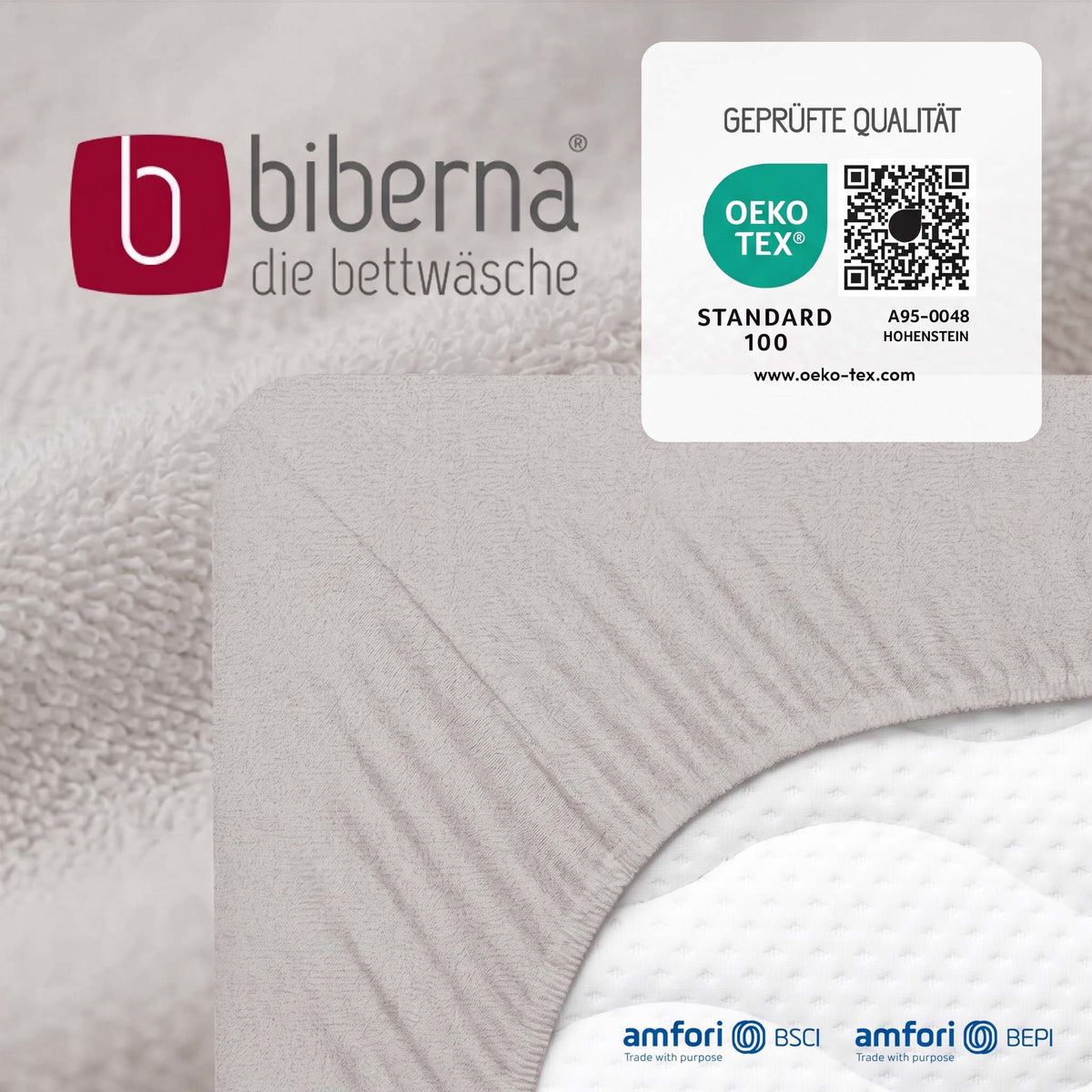 biberna Frottee-Stretch Spannbetttuch – geprüfte Qualität, OEKO-TEX Standard 100