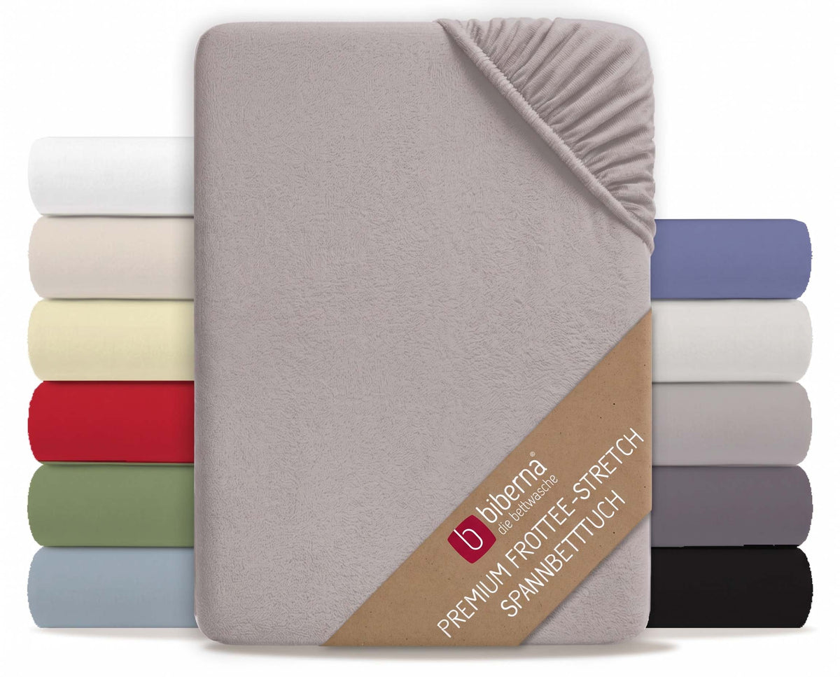 biberna Frottee-Stretch Spannbetttuch – Sturmgrau