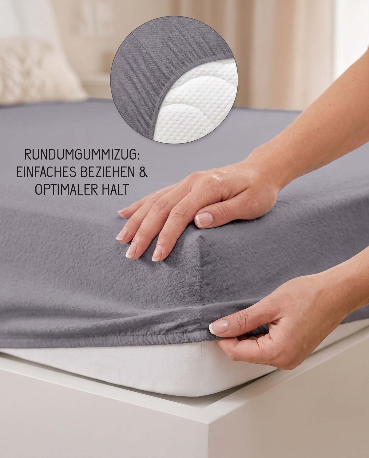 biberna Frottee-Stretch Spannbetttuch – Rundumgummizug für optimalen Halt