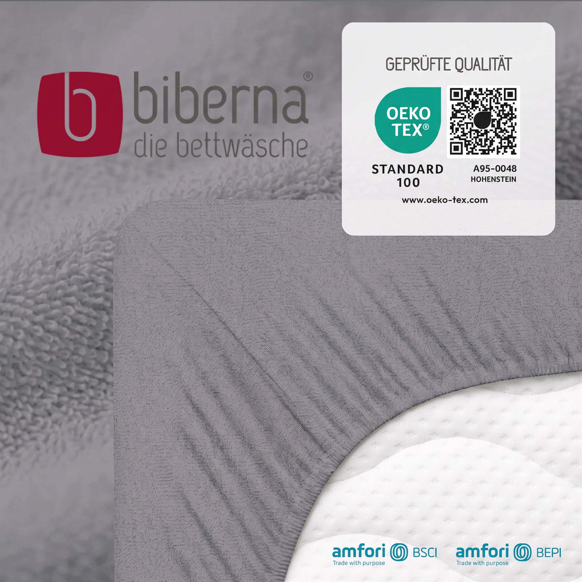 biberna Frottee-Stretch Spannbetttuch – geprüfte Qualität, OEKO-TEX Standard 100