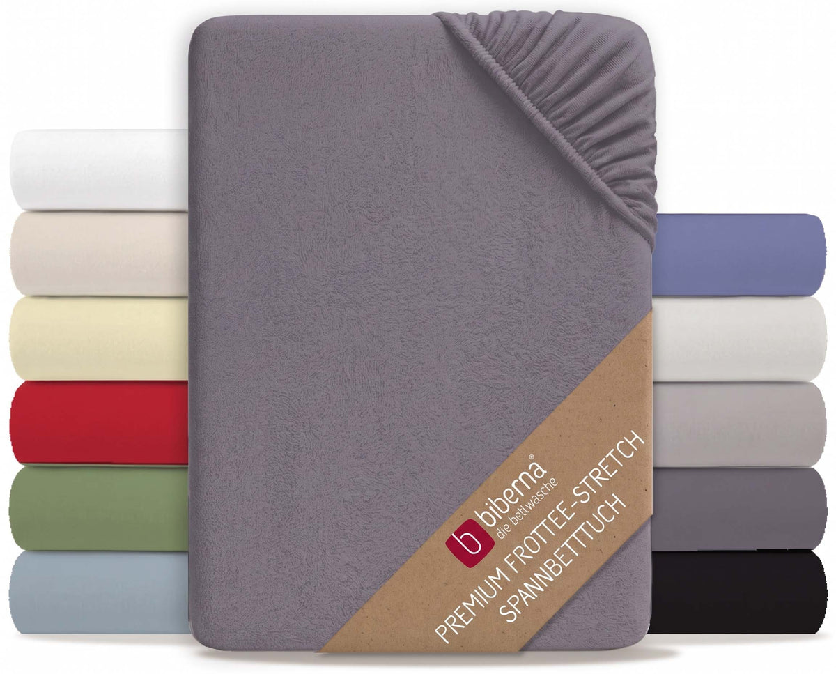 biberna Frottee-Stretch Spannbetttuch – Silber/Grau