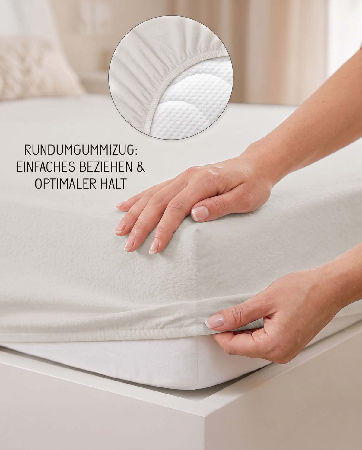 biberna Frottee-Stretch Spannbetttuch – Rundumgummizug für optimalen Halt