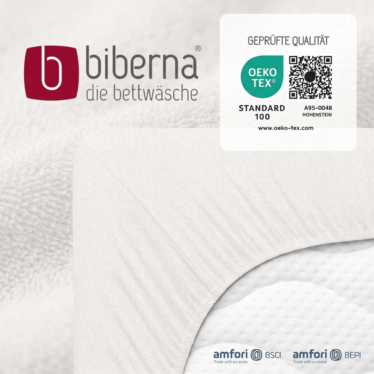 biberna Frottee-Stretch Spannbetttuch – geprüfte Qualität, OEKO-TEX Standard 100