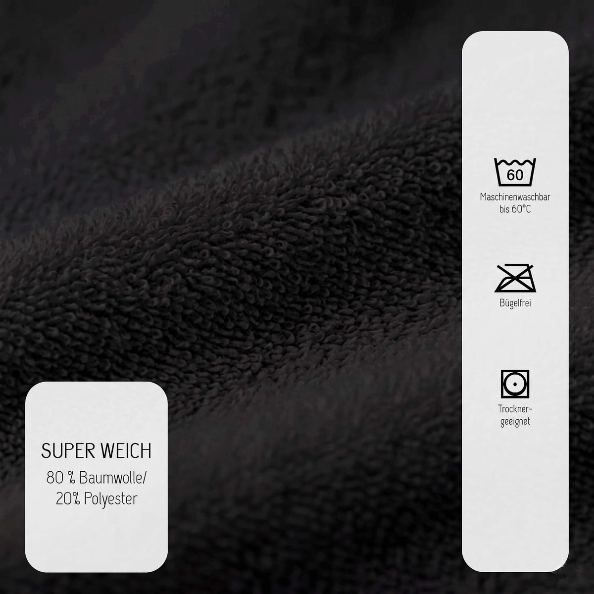 biberna Frottee-Stretch Spannbetttuch – Materialdetail Schwarz