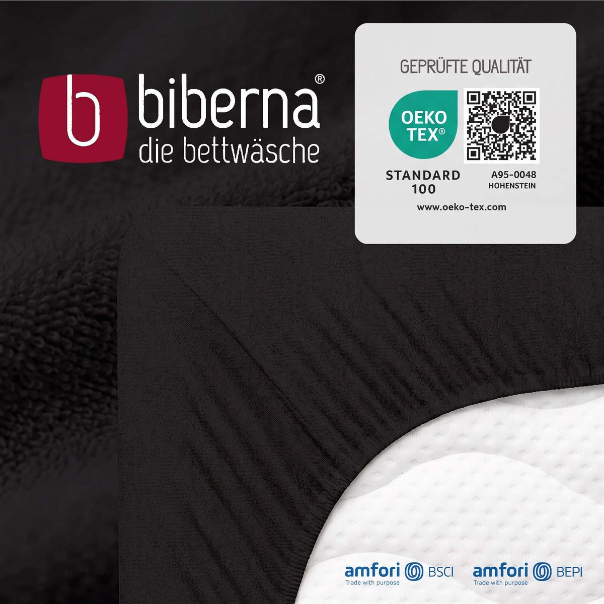 biberna Frottee-Stretch Spannbetttuch – geprüfte Qualität, OEKO-TEX Standard 100