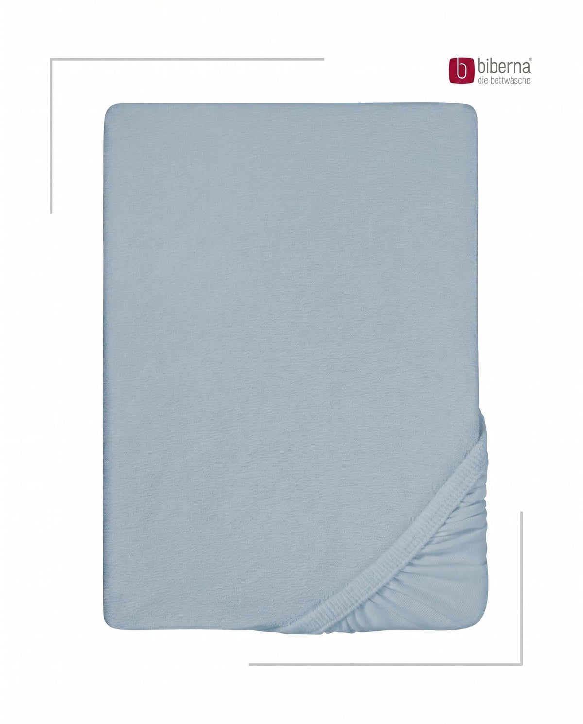 biberna Frottee-Stretch Spannbetttuch – Taubenblau, Produktansicht