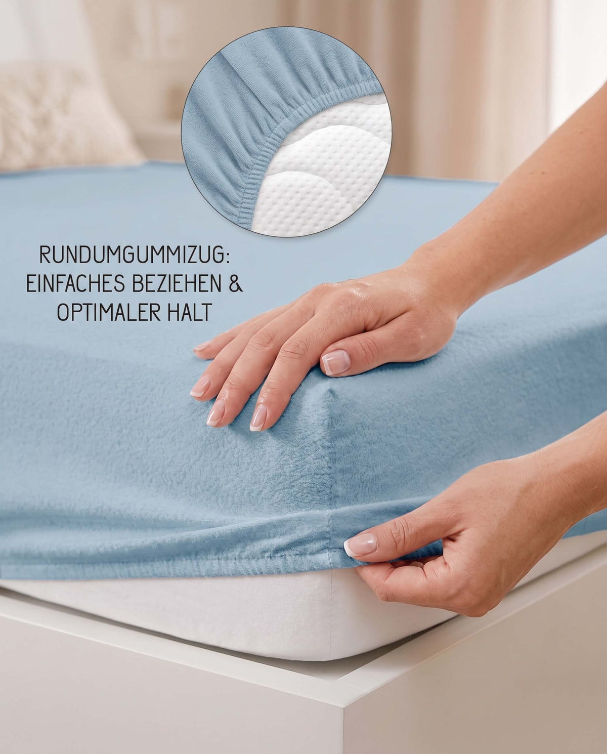 biberna Frottee-Stretch Spannbetttuch – Rundumgummizug für optimalen Halt
