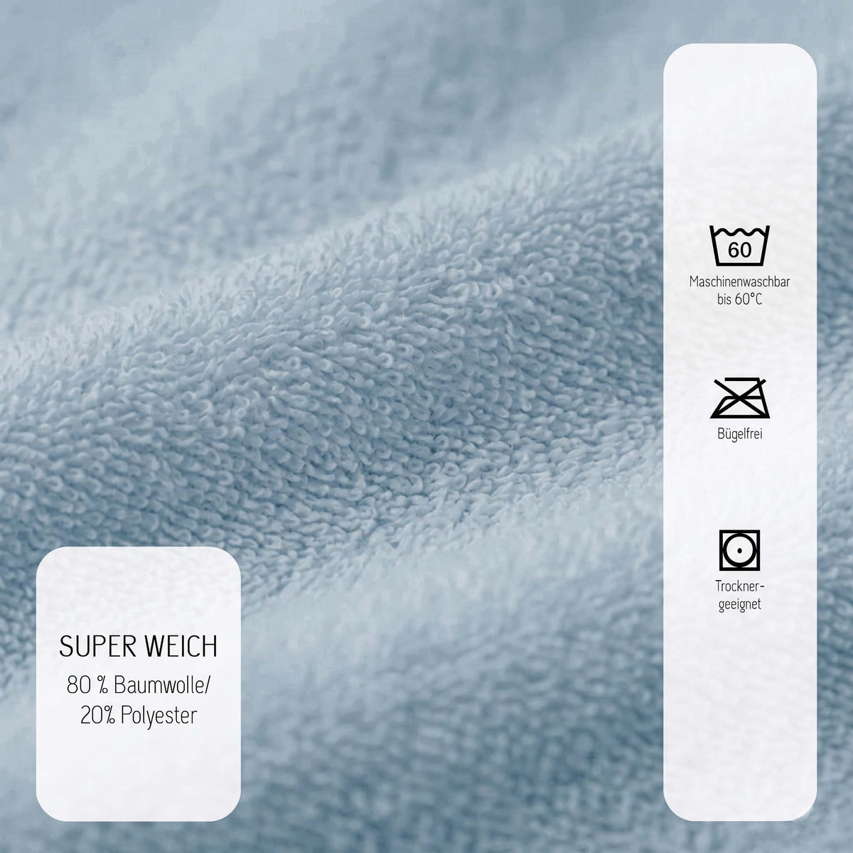 biberna Frottee-Stretch Spannbetttuch – Materialdetail Taubenblau