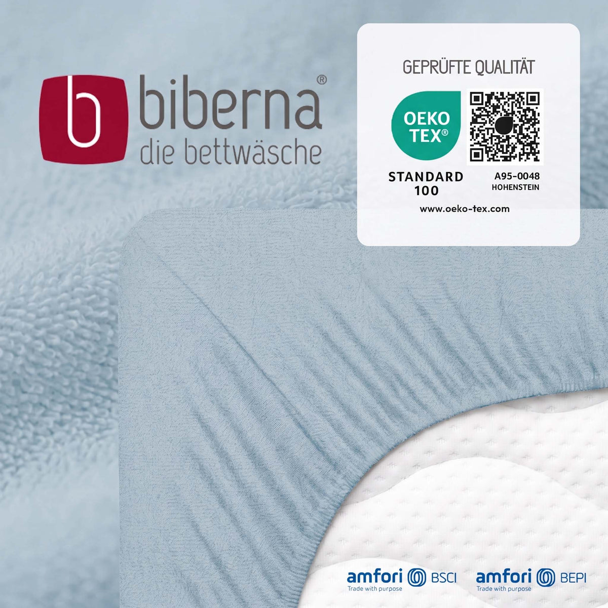biberna Frottee-Stretch Spannbetttuch – geprüfte Qualität, OEKO-TEX Standard 100