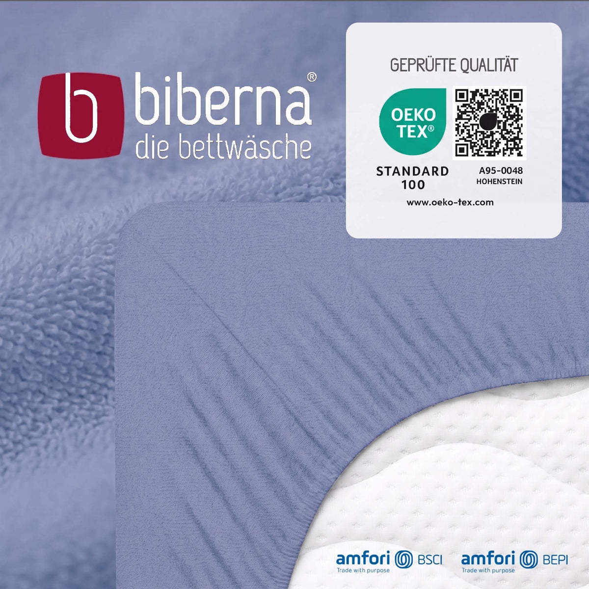biberna Frottee-Stretch Spannbetttuch – geprüfte Qualität, OEKO-TEX Standard 100