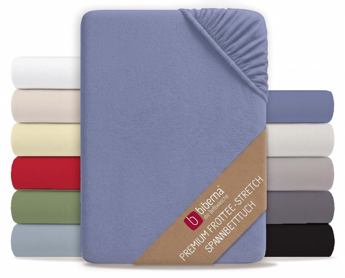 biberna Frottee-Stretch Spannbetttuch – Blau