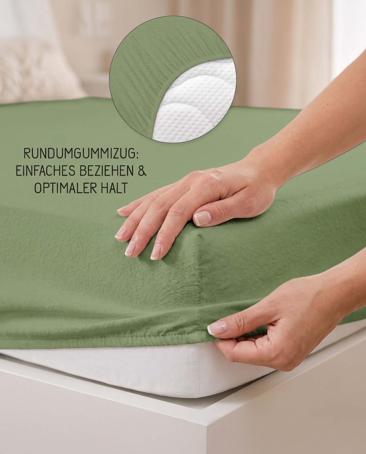 biberna Frottee-Stretch Spannbetttuch – Rundumgummizug für optimalen Halt