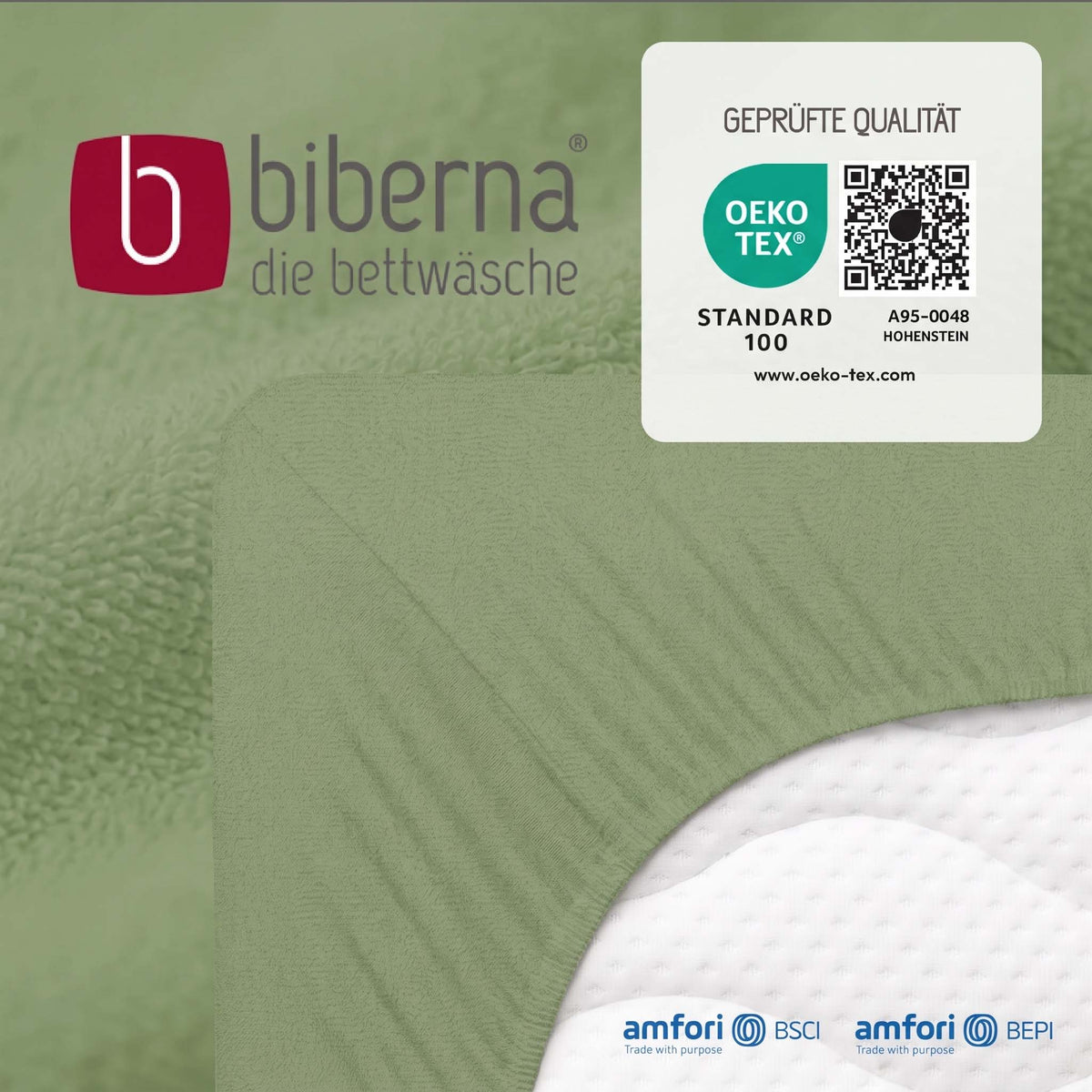 biberna Frottee-Stretch Spannbetttuch – geprüfte Qualität, OEKO-TEX Standard 100