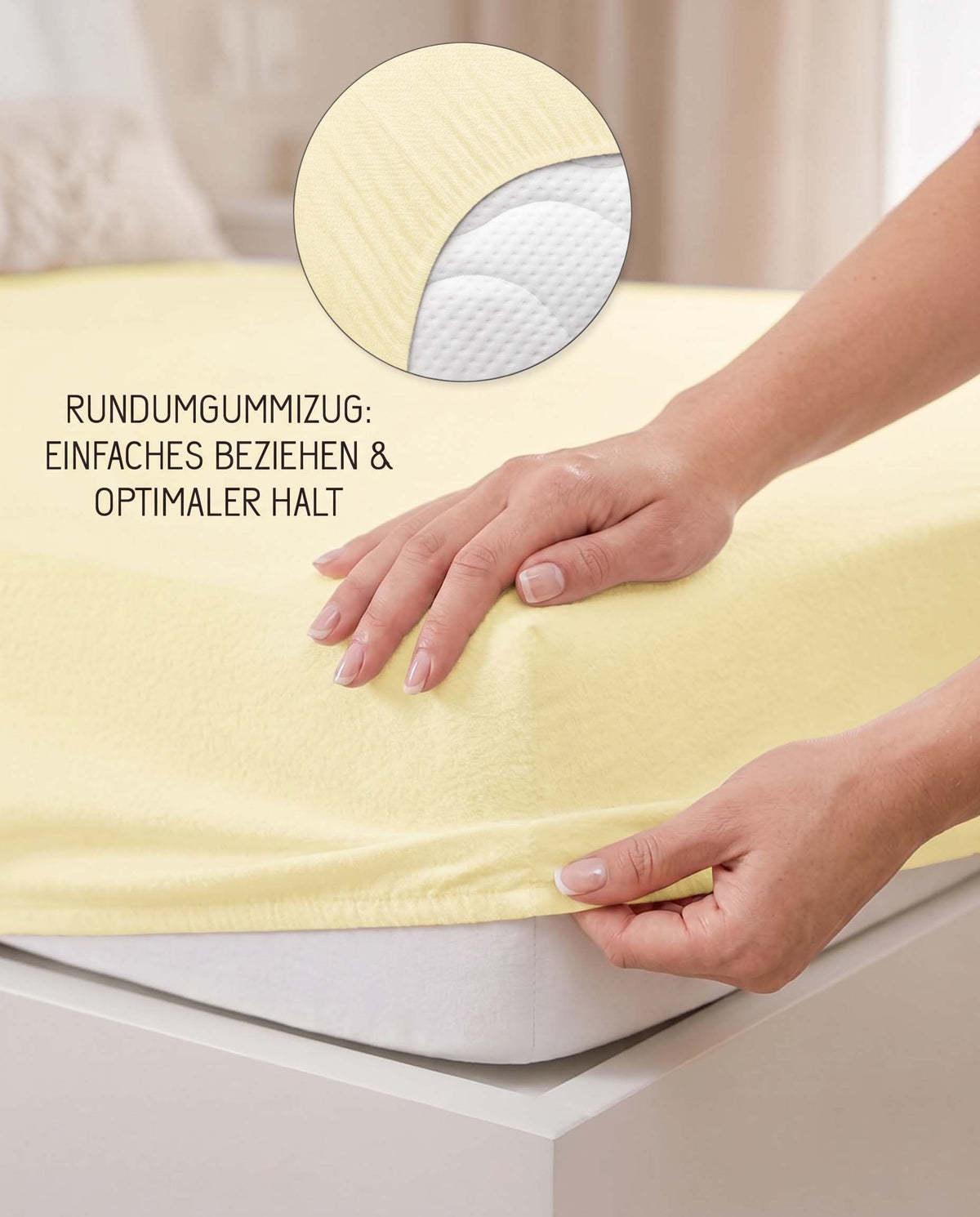 biberna Frottee-Stretch Spannbetttuch – Rundumgummizug für optimalen Halt