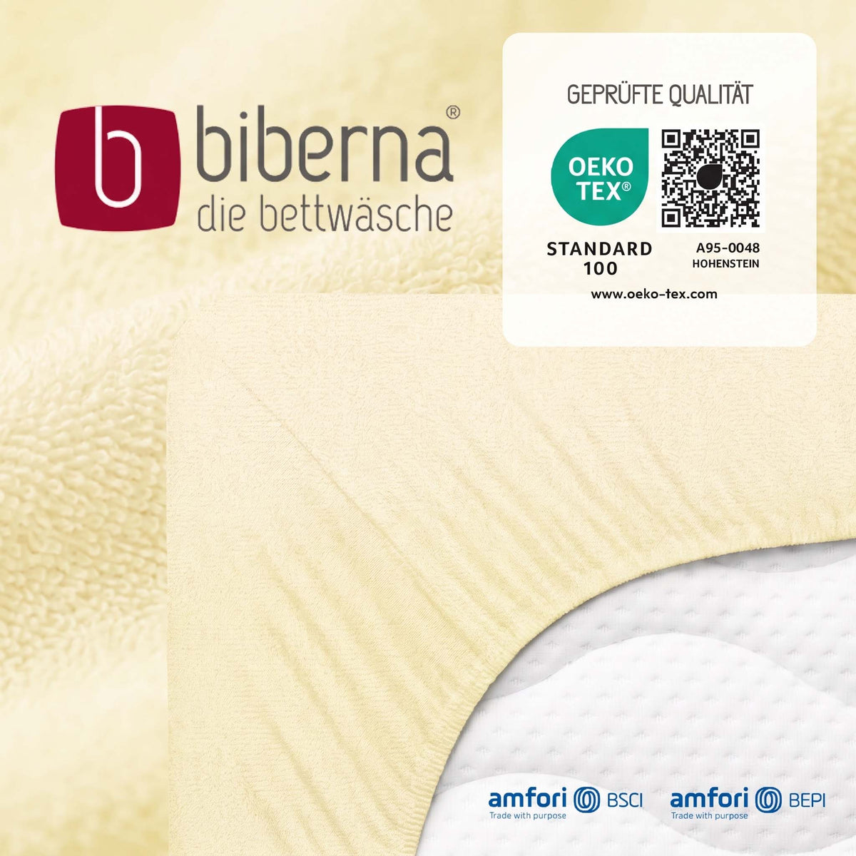 biberna Frottee-Stretch Spannbetttuch – geprüfte Qualität, OEKO-TEX Standard 100