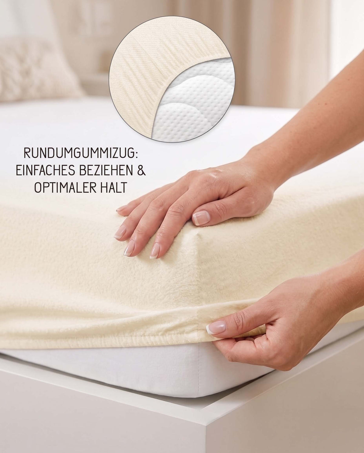 biberna Frottee-Stretch Spannbetttuch – Rundumgummizug für optimalen Halt