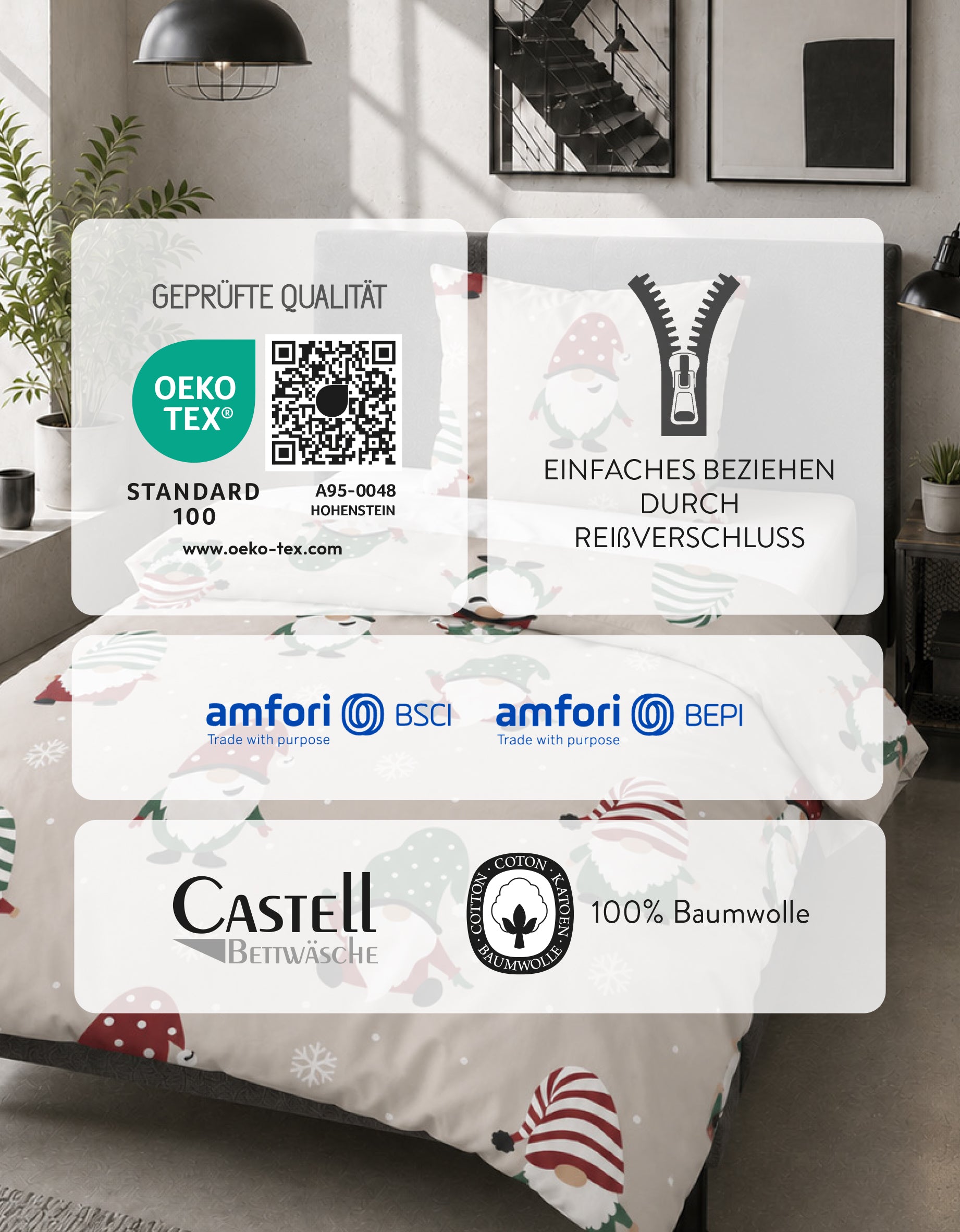 Castell Feinbiber Bettwäsche Rot – Produktdetail