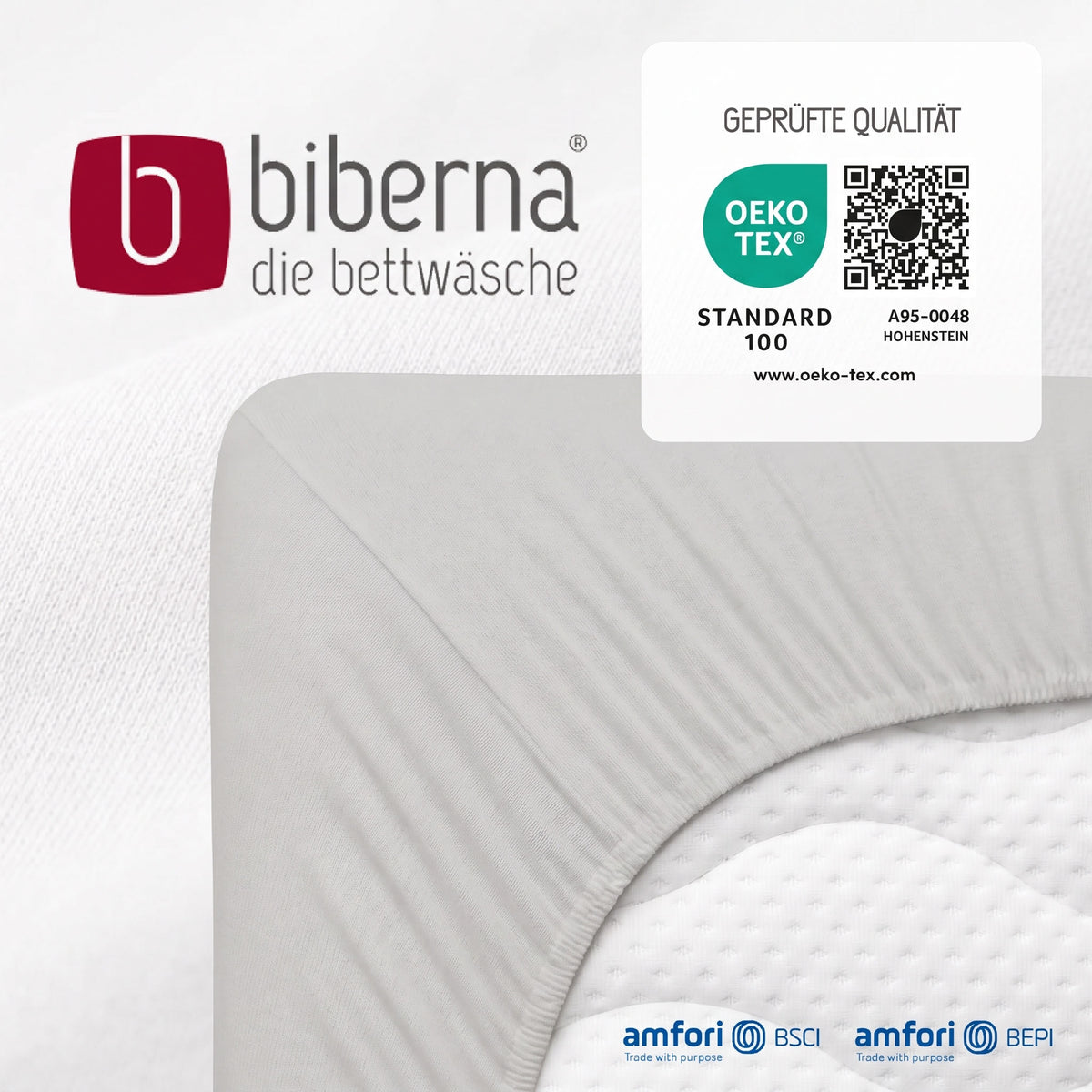 biberna Feinjersey Spannbetttuch – geprüfte Qualität, OEKO-TEX Standard 100