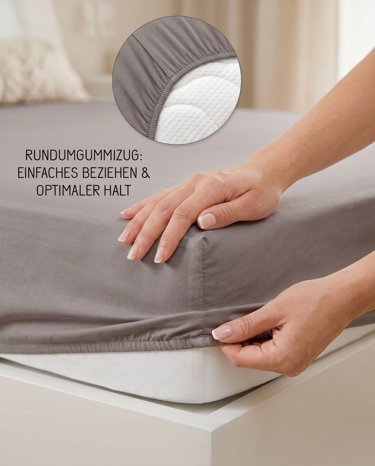 biberna Feinjersey Spannbetttuch – Rundumgummizug für optimalen Halt