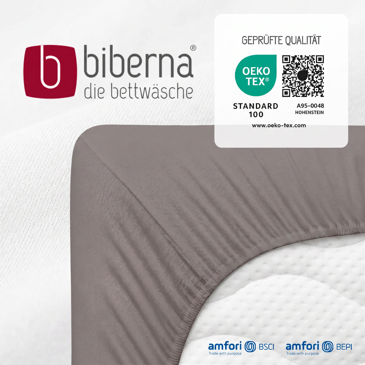 biberna Feinjersey Spannbetttuch – geprüfte Qualität, OEKO-TEX Standard 100