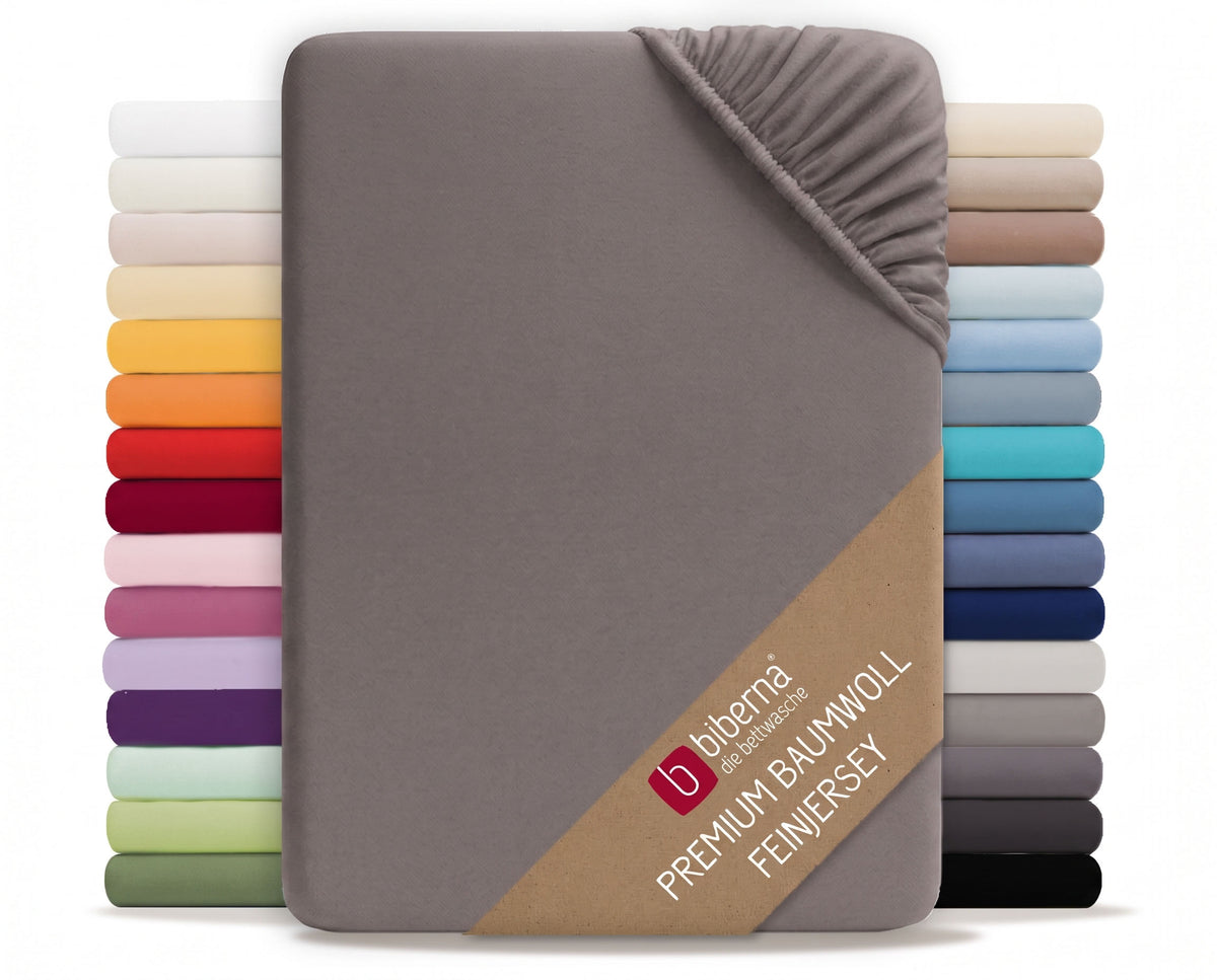 biberna Feinjersey Kinder-Spannbetttuch – Silber/Grau