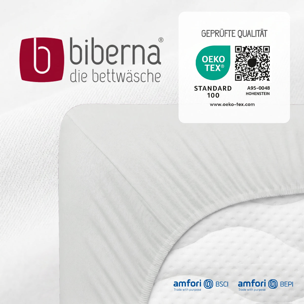 biberna Feinjersey Spannbetttuch – geprüfte Qualität, OEKO-TEX Standard 100
