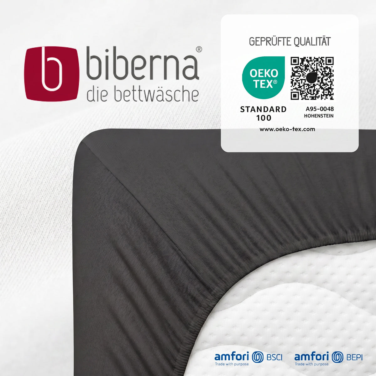 biberna Feinjersey Spannbetttuch – geprüfte Qualität, OEKO-TEX Standard 100