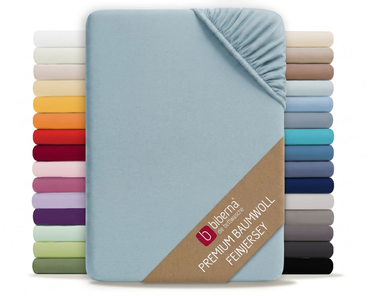 biberna Feinjersey Spannbetttuch – Taubenblau