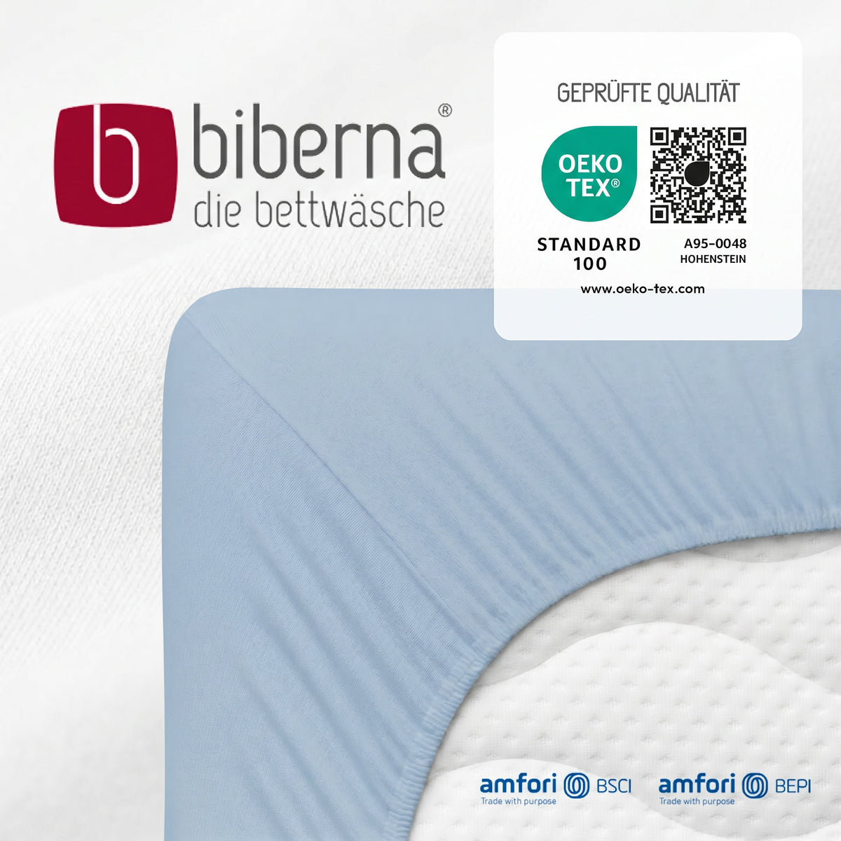 biberna Feinjersey Spannbetttuch – geprüfte Qualität, OEKO-TEX Standard 100
