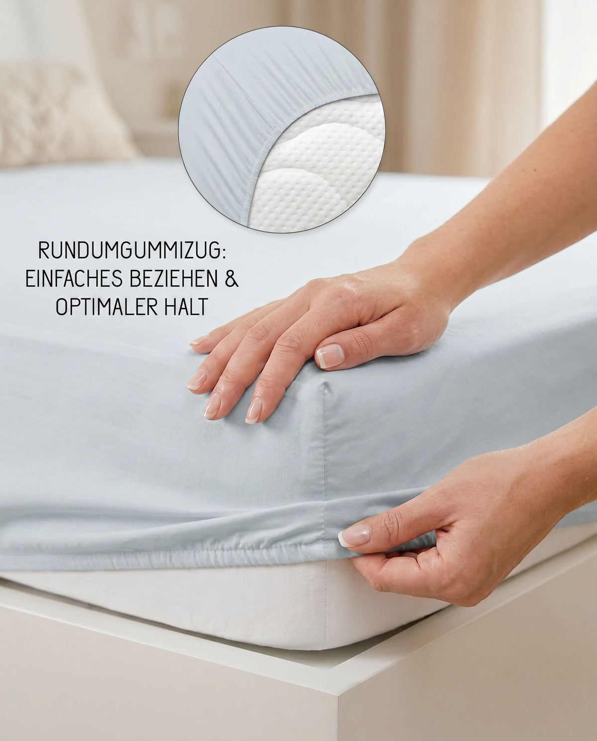 biberna Feinjersey Spannbetttuch – Rundumgummizug für optimalen Halt