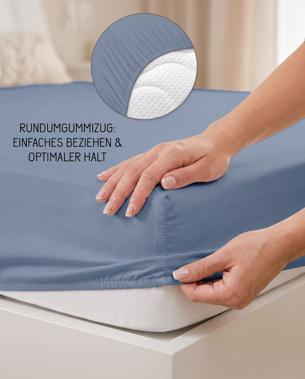 biberna Feinjersey Spannbetttuch – Rundumgummizug für optimalen Halt