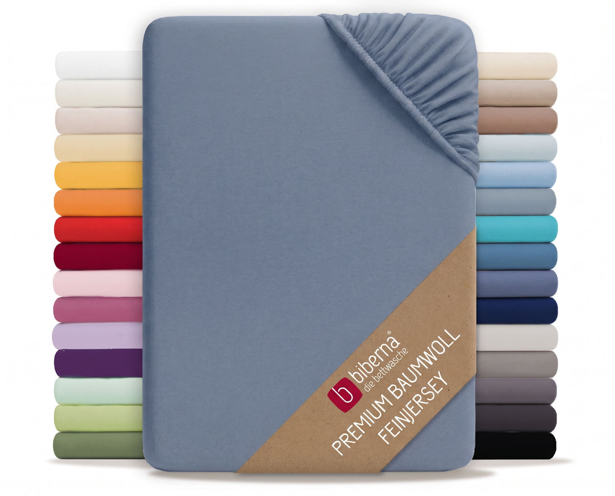 biberna Feinjersey Spannbetttuch – Blau